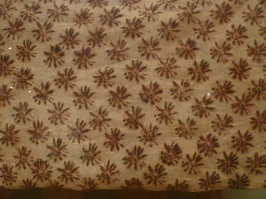 Kapa moe, bed covering, on display at the Honolulu Academy of Art